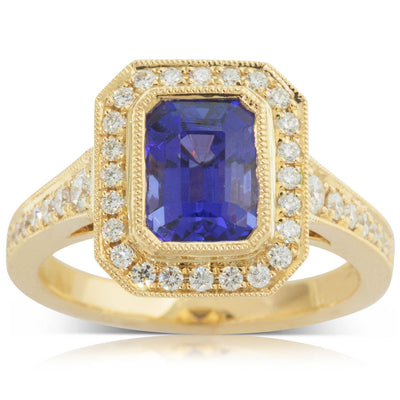 18ct Yellow Gold Tanzanite & Diamond Ring-Ring-Walker & Hall