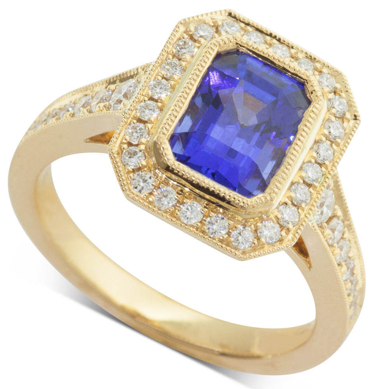 18ct Yellow Gold Tanzanite & Diamond Ring-Ring-Walker & Hall
