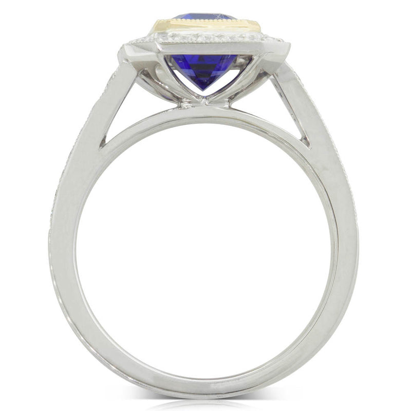 18ct Yellow & White Gold Tanzanite & Diamond Ring-Ring-Walker & Hall