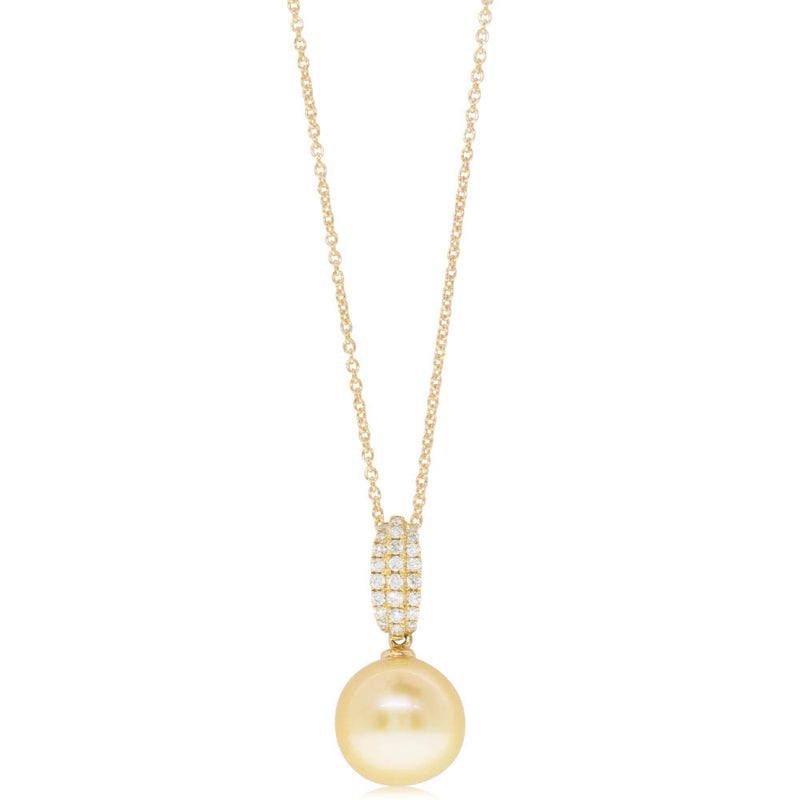 18ct Yellow Gold Pearl & Diamond Pendant-Necklace-Walker & Hall