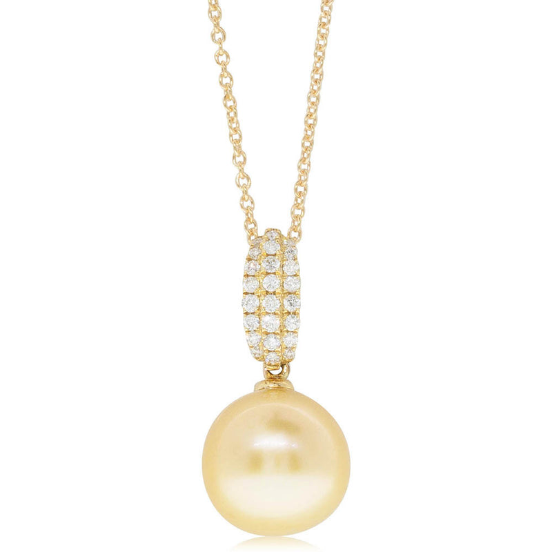 18ct Yellow Gold Pearl & Diamond Pendant-Necklace-Walker & Hall