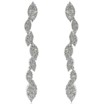 18ct White Gold Diamond Drop Earrings-Earrings-Walker & Hall