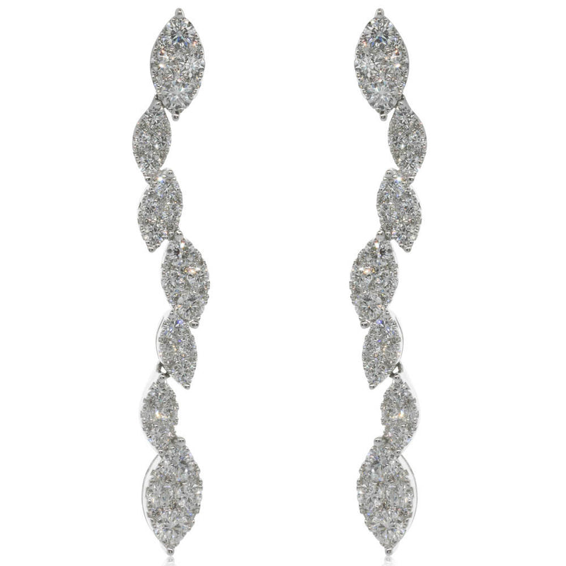 18ct White Gold Diamond Drop Earrings-Earrings-Walker & Hall