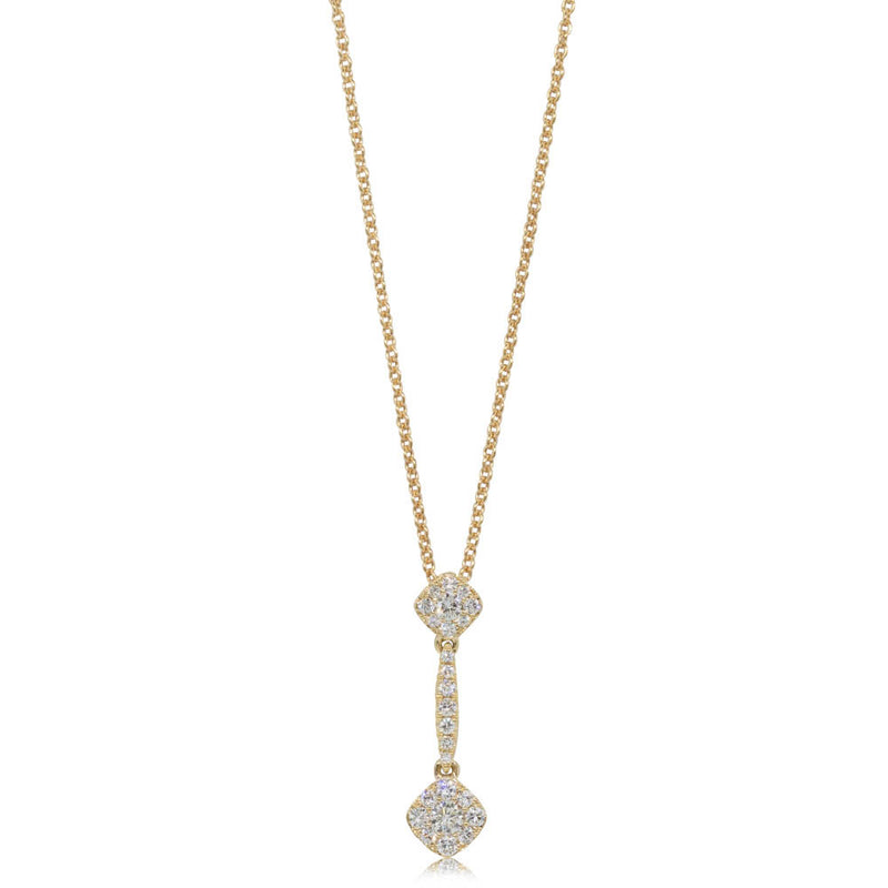 18ct Yellow Gold Diamond Drop Pendant-Necklace-Walker & Hall