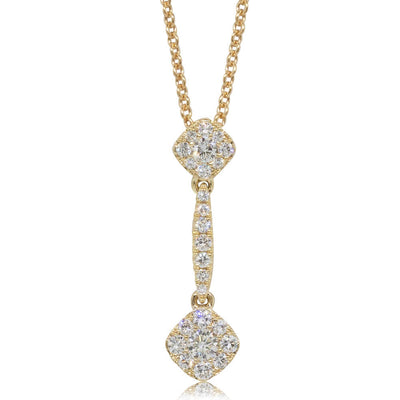 18ct Yellow Gold Diamond Drop Pendant-Necklace-Walker & Hall