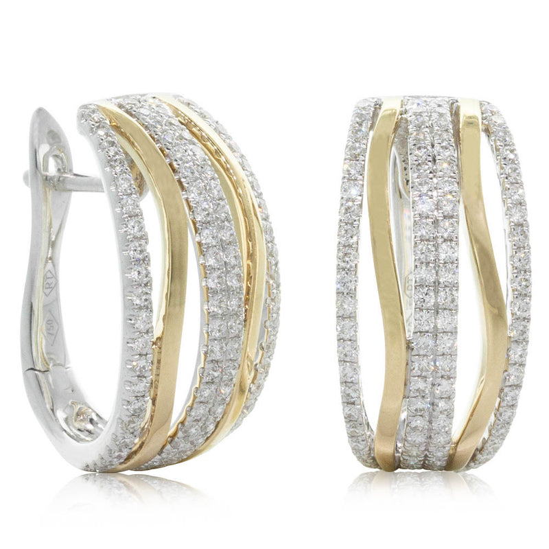 18ct Yellow & White Gold Diamond Earrings-Earrings-Walker & Hall