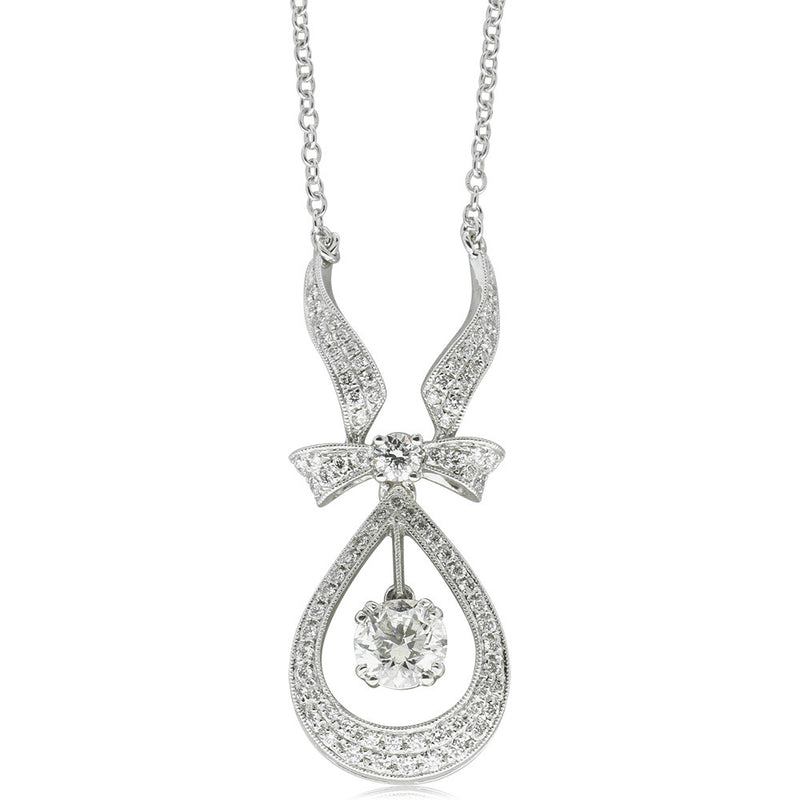 18ct White Gold Diamond Pendant-Necklace-Walker & Hall