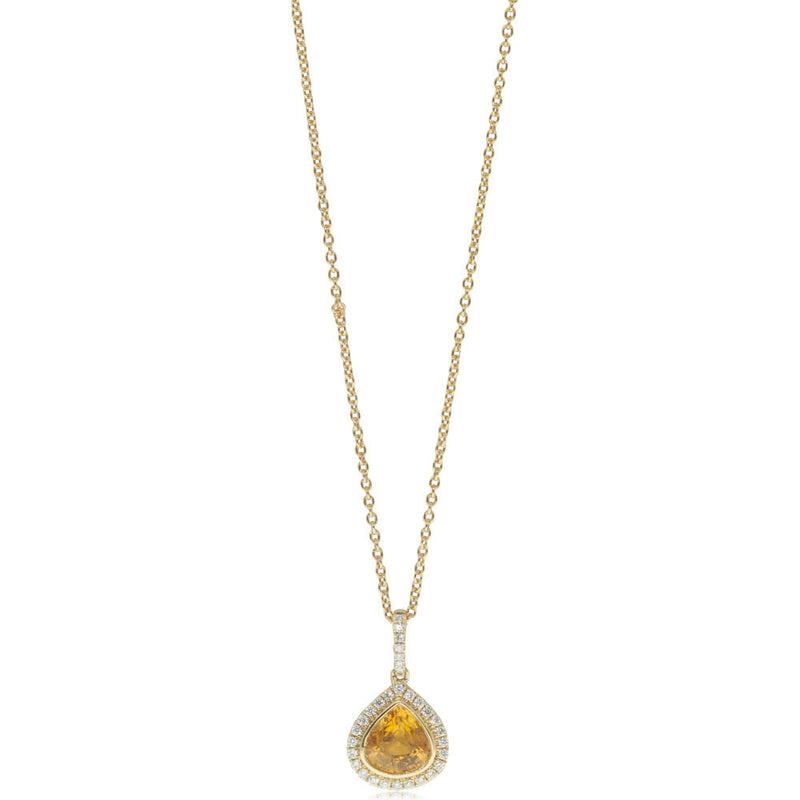18ct Yellow Gold Sapphire & Diamond Halo Necklace-Necklace-Walker & Hall