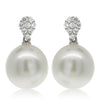 18ct White Gold South Sea Pearl & Diamond Drop Earrings-Earrings-Walker & Hall
