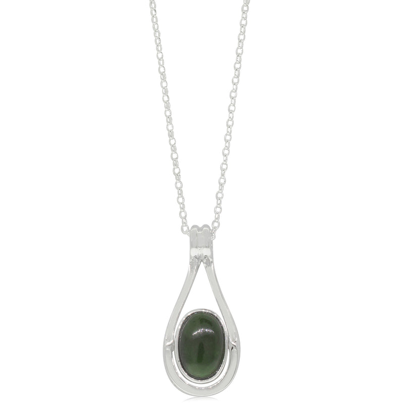 Sterling Silver NZ Greenstone & Paua Pendant-Necklace-Walker & Hall