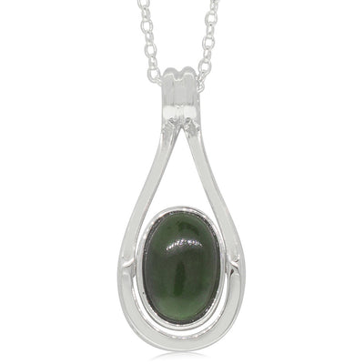 Sterling Silver NZ Greenstone & Paua Pendant-Necklace-Walker & Hall