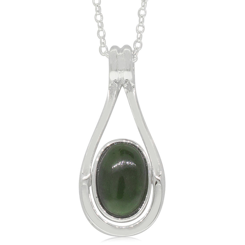 Sterling Silver NZ Greenstone & Paua Pendant-Necklace-Walker & Hall