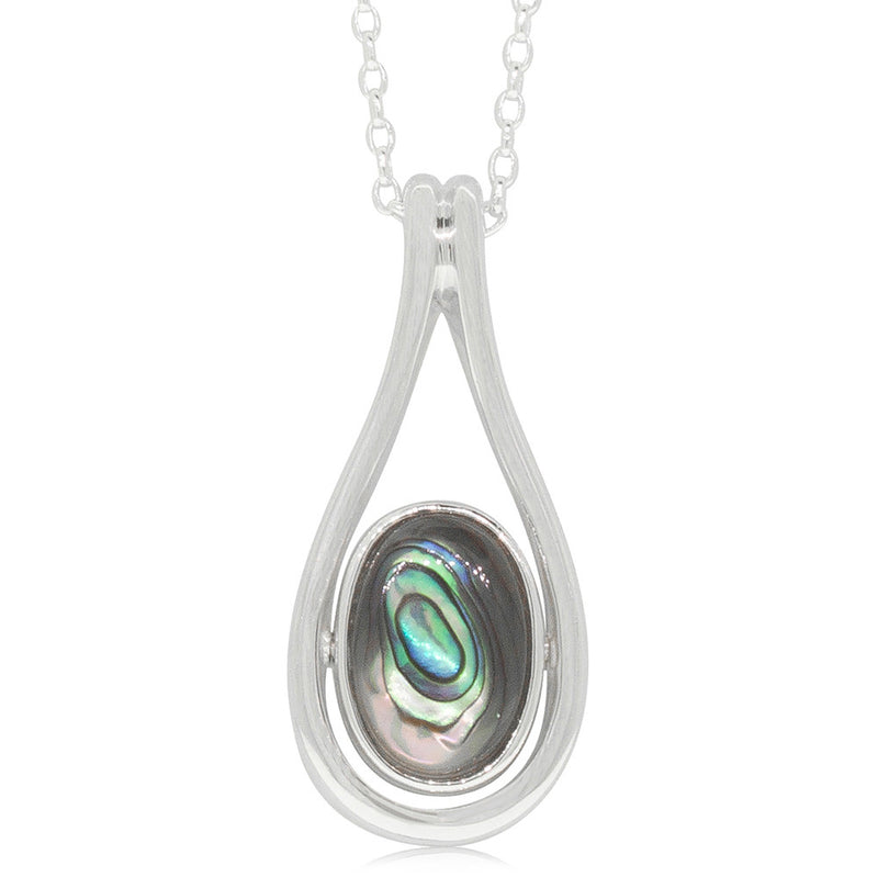 Sterling Silver NZ Greenstone & Paua Pendant-Necklace-Walker & Hall