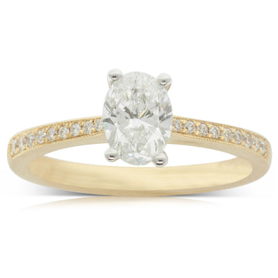 18ct Yellow Gold Oval Cut Diamond Ring-Ring-Walker & Hall