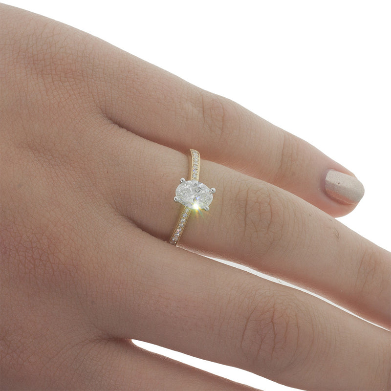 18ct Yellow Gold Oval Cut Diamond Ring-Ring-Walker & Hall