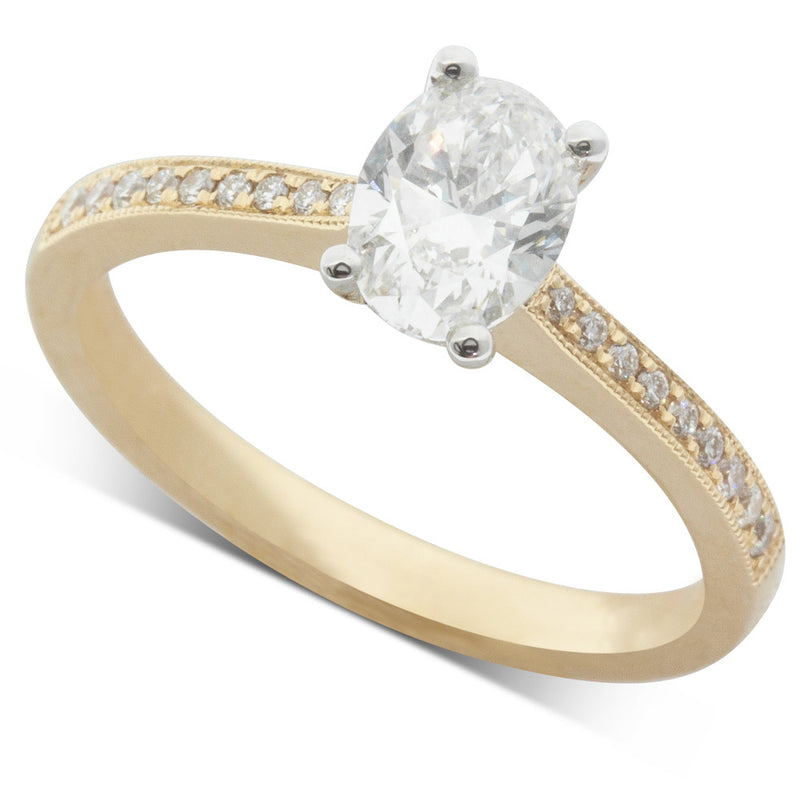 18ct Yellow Gold Oval Cut Diamond Ring-Ring-Walker & Hall