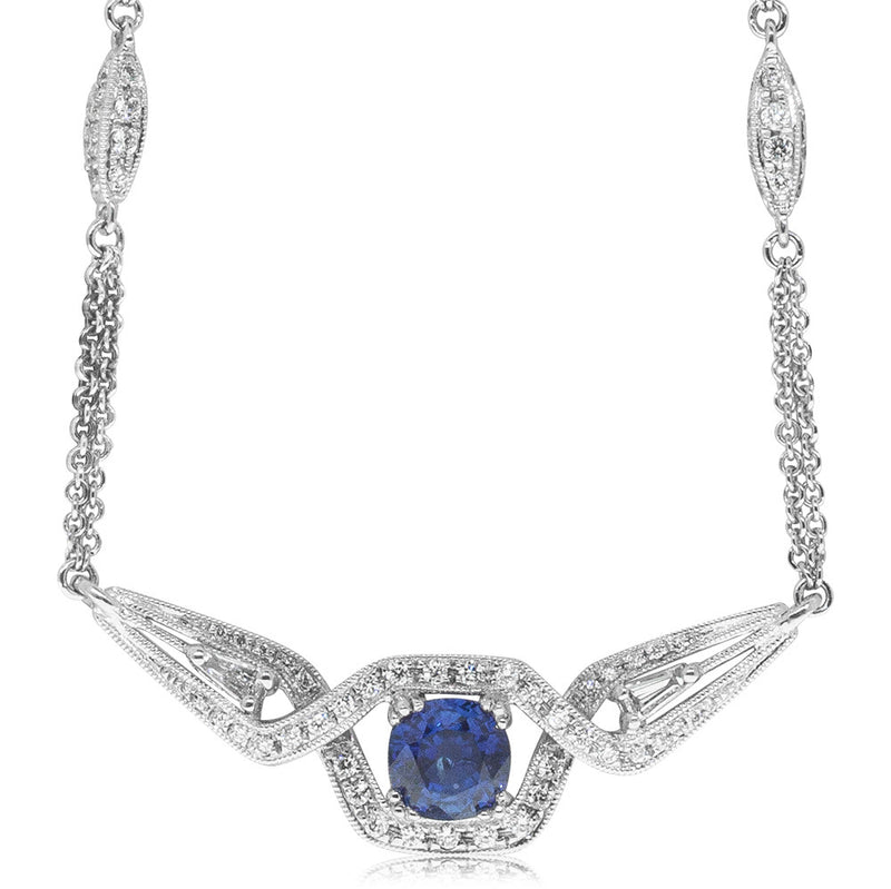 18ct White Gold Sapphire & Diamond Necklace-Necklace-Walker & Hall