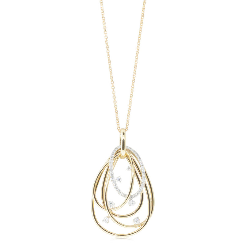 18ct Yellow & White Gold Diamond Pendant-Necklace-Walker & Hall
