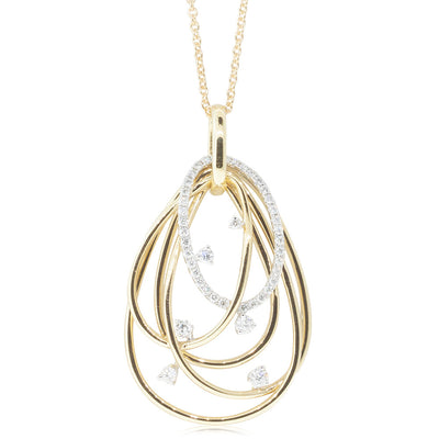 18ct Yellow & White Gold Diamond Pendant-Necklace-Walker & Hall