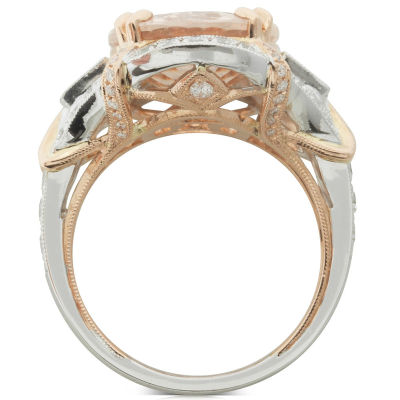 18ct White & Rose Gold Morganite & Diamond Ring-Ring-Walker & Hall