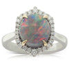 18ct White & Yellow Gold Opal & Diamond Halo Ring-Ring-Walker & Hall