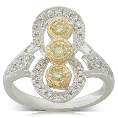18ct White & Yellow Gold Yellow & White Diamond Ring-Ring-Walker & Hall