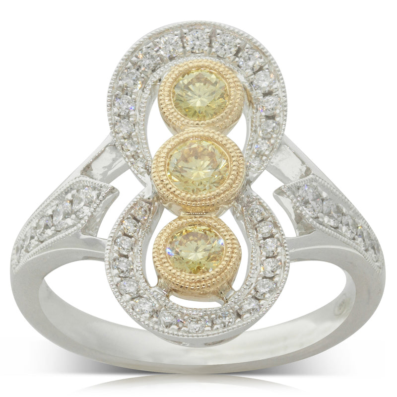 18ct White & Yellow Gold Yellow & White Diamond Ring-Ring-Walker & Hall