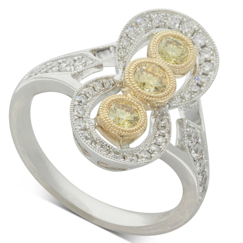 18ct White & Yellow Gold Yellow & White Diamond Ring-Ring-Walker & Hall