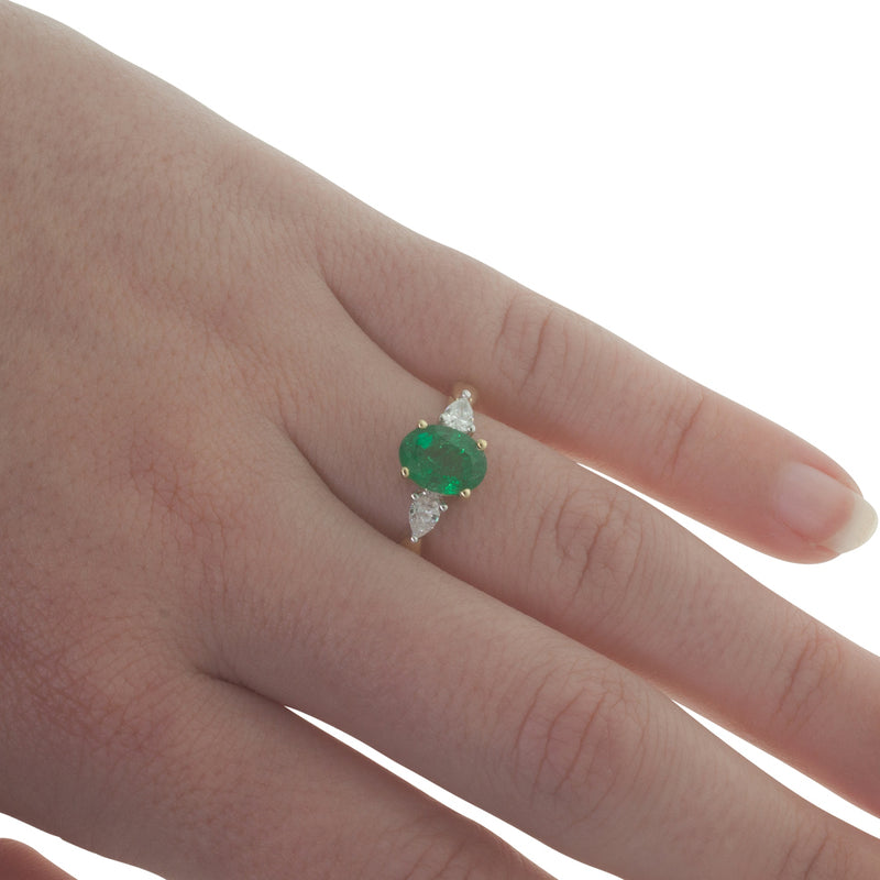 18ct Yellow Gold Emerald & Diamond Ring-Ring-Walker & Hall