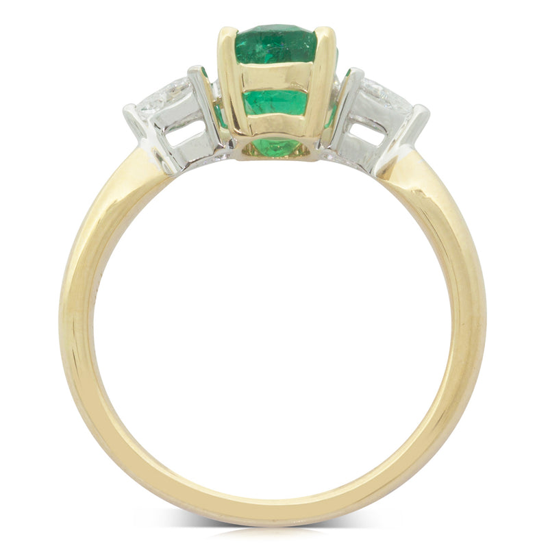 18ct Yellow Gold Emerald & Diamond Ring-Ring-Walker & Hall