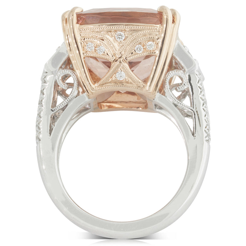 18ct White & Rose Gold Morganite & Diamond Ring-Ring-Walker & Hall