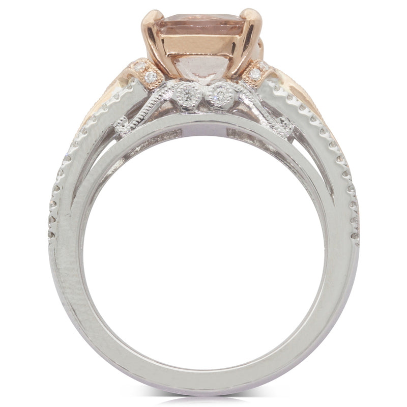 18ct White & Rose Gold Morganite & Diamond Ring-Ring-Walker & Hall