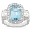 18ct White Gold Aquamarine & Diamond Ring-Ring-Walker & Hall