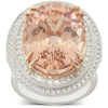 18ct White & Rose Gold Morganite & Diamond Halo Ring-Ring-Walker & Hall