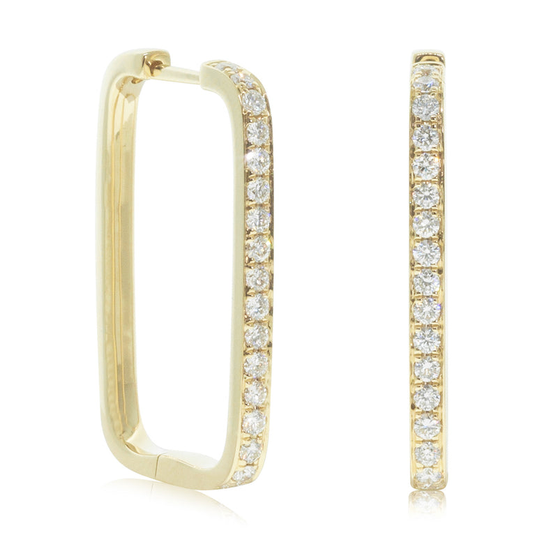 18ct Yellow Gold Diamond Hoop Earrings-Earrings-Walker & Hall