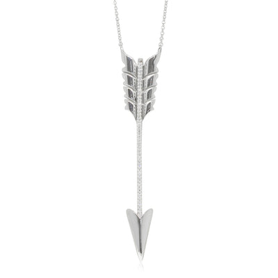 18ct White Gold .06ct Diamond Arrow Pendant-Necklace-Walker & Hall