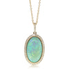 18ct Yellow Gold Opal & Diamond Halo Pendant-Necklace-Walker & Hall