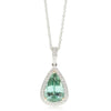 18ct White Gold Tourmaline & Diamond Halo Pendant-Necklace-Walker & Hall