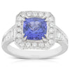 18ct White Gold Tanzanite & Diamond Halo Ring-Ring-Walker & Hall