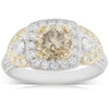 18ct White & Yellow Gold Yellow Diamond Halo Ring-Ring-Walker & Hall