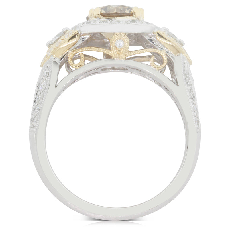 18ct White & Yellow Gold Yellow Diamond Halo Ring-Ring-Walker & Hall