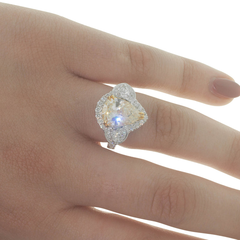 18ct White Gold Yellow Diamond Halo Ring-Ring-Walker & Hall