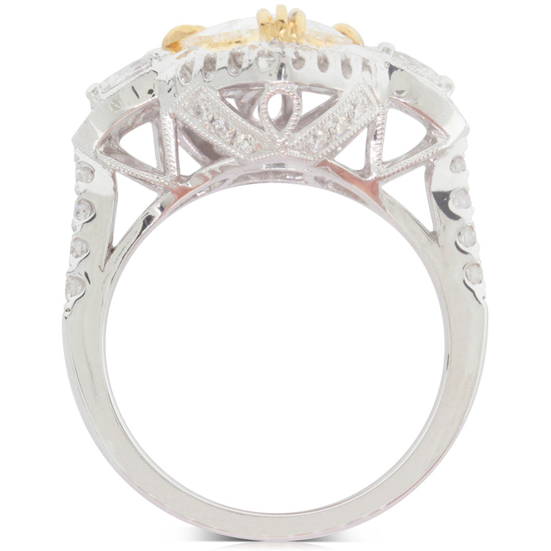 18ct White Gold Yellow Diamond Halo Ring-Ring-Walker & Hall