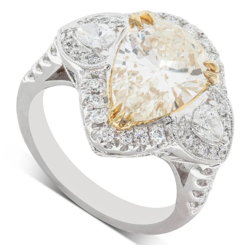 18ct White Gold Yellow Diamond Halo Ring-Ring-Walker & Hall