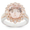 18ct Rose & White Gold Morganite & Diamond Halo Ring-Ring-Walker & Hall