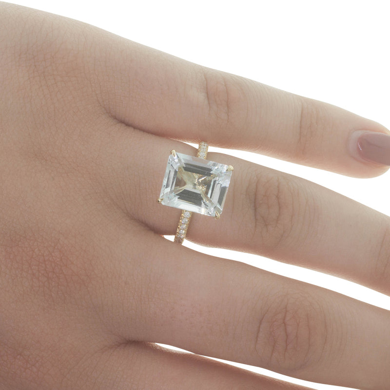 18ct Yellow Gold Aquamarine & Diamond Ring-Ring-Walker & Hall