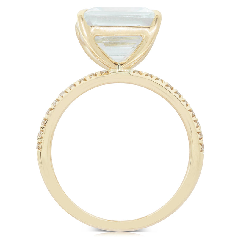 18ct Yellow Gold Aquamarine & Diamond Ring-Ring-Walker & Hall