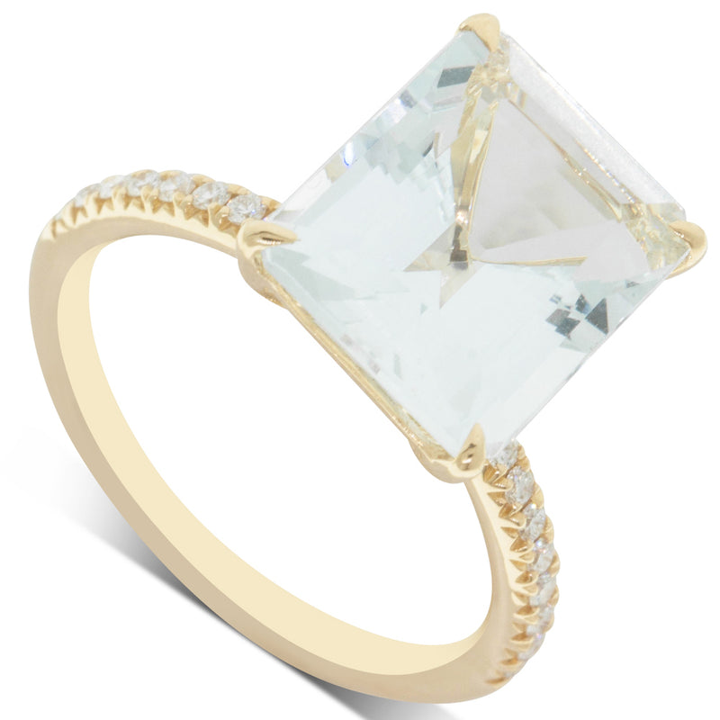 18ct Yellow Gold Aquamarine & Diamond Ring-Ring-Walker & Hall