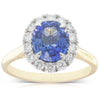 18ct Yellow & White Gold Sapphire & Diamond Halo Ring-Ring-Walker & Hall