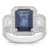 18ct White Gold Sapphire & Diamond Halo Ring-Ring-Walker & Hall